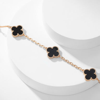 [Lumi Jewellery]CLOVER 10 MOTIFS ONYX NECKLACE