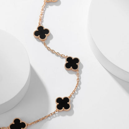 [Lumi Jewellery]CLOVER 10 MOTIFS ONYX NECKLACE