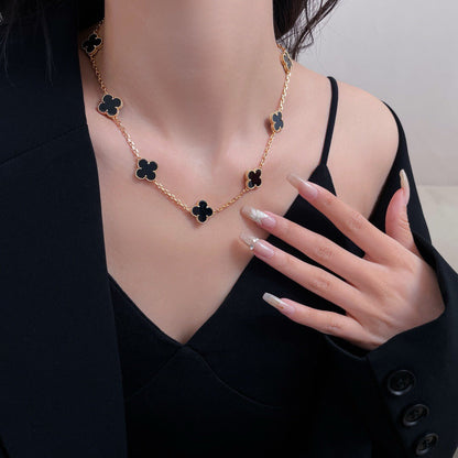 [Lumi Jewellery]CLOVER 10 MOTIFS ONYX NECKLACE