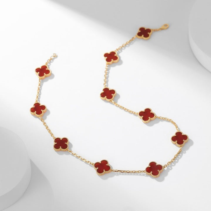 [Lumi Jewellery]CLOVER 10 MOTIFS CARNELIAN NECKLACE