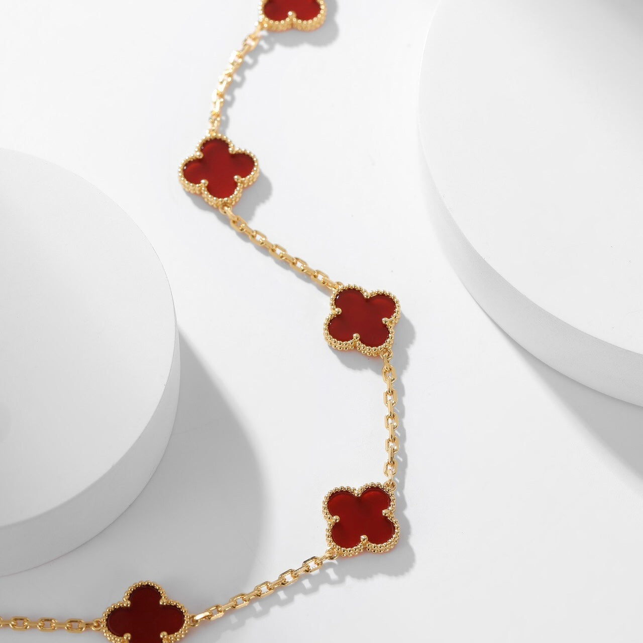 [Lumi Jewellery]CLOVER 10 MOTIFS CARNELIAN NECKLACE