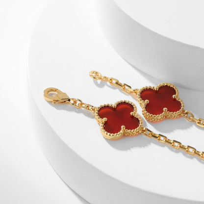 [Lumi Jewellery]CLOVER 10 MOTIFS CARNELIAN NECKLACE