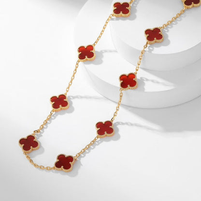 [Lumi Jewellery]CLOVER 10 MOTIFS CARNELIAN NECKLACE