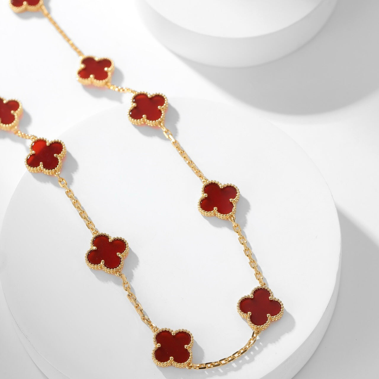 [Lumi Jewellery]CLOVER 10 MOTIFS CARNELIAN NECKLACE