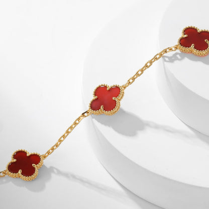 [Lumi Jewellery]CLOVER 10 MOTIFS CARNELIAN NECKLACE