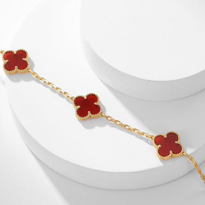 [Lumi Jewellery]CLOVER 10 MOTIFS CARNELIAN NECKLACE