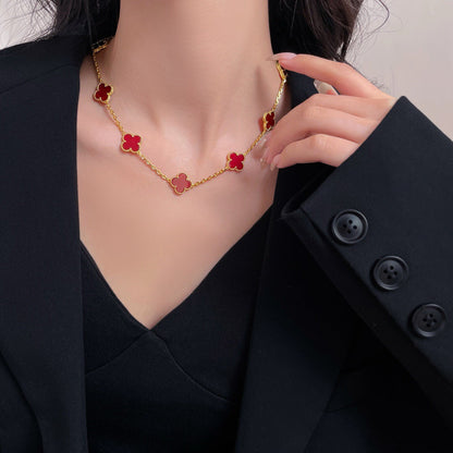 [Lumi Jewellery]CLOVER 10 MOTIFS CARNELIAN NECKLACE