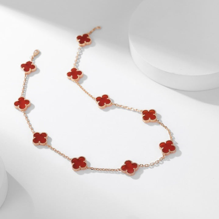 [Lumi Jewellery]CLOVER 10 MOTIFS CARNELIAN NECKLACE
