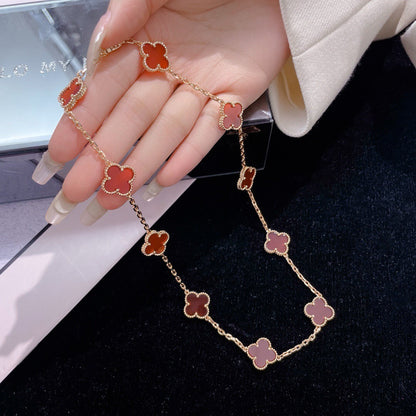 [Lumi Jewellery]CLOVER 10 MOTIFS CARNELIAN NECKLACE