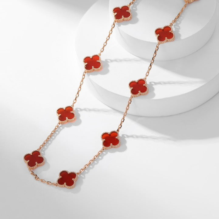 [Lumi Jewellery]CLOVER 10 MOTIFS CARNELIAN NECKLACE