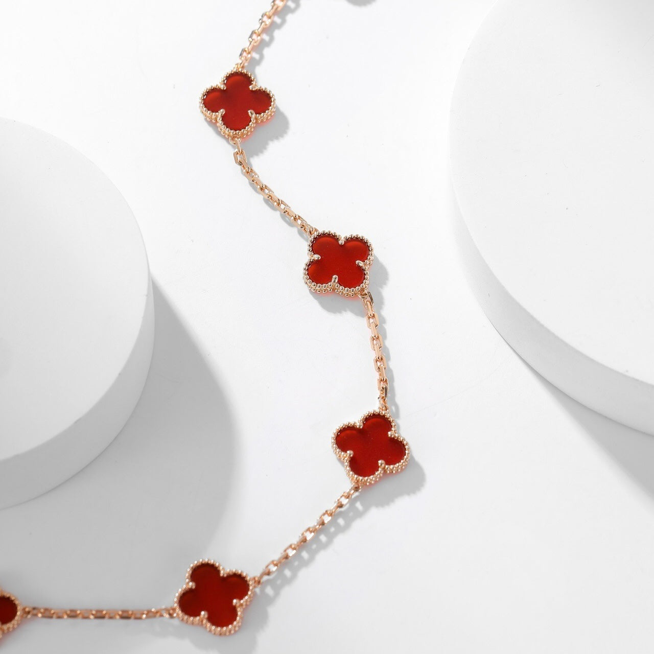 [Lumi Jewellery]CLOVER 10 MOTIFS CARNELIAN NECKLACE
