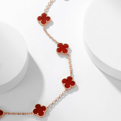 [Lumi Jewellery]CLOVER 10 MOTIFS CARNELIAN NECKLACE