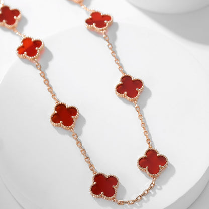 [Lumi Jewellery]CLOVER 10 MOTIFS CARNELIAN NECKLACE