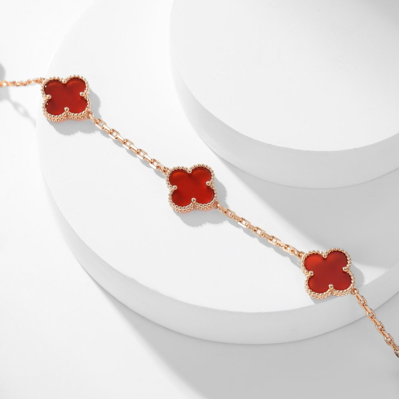 [Lumi Jewellery]CLOVER 10 MOTIFS CARNELIAN NECKLACE