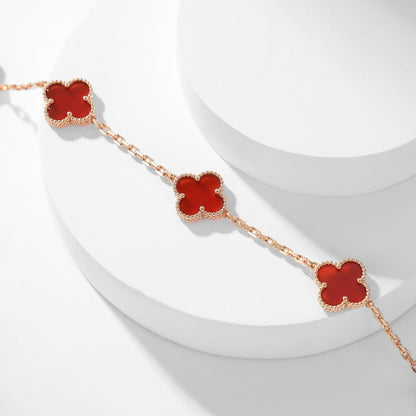 [Lumi Jewellery]CLOVER 10 MOTIFS CARNELIAN NECKLACE