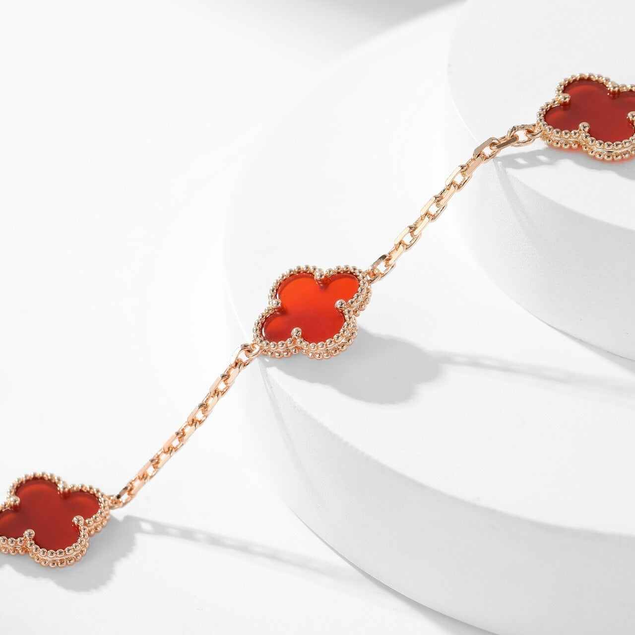 [Lumi Jewellery]CLOVER 10 MOTIFS CARNELIAN NECKLACE