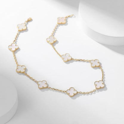 [Lumi Jewellery]CLOVER 10 MOTIFS WHITE MOTHER OF PEARL NECKLACE
