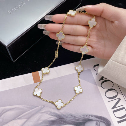 [Lumi Jewellery]CLOVER 10 MOTIFS WHITE MOTHER OF PEARL NECKLACE