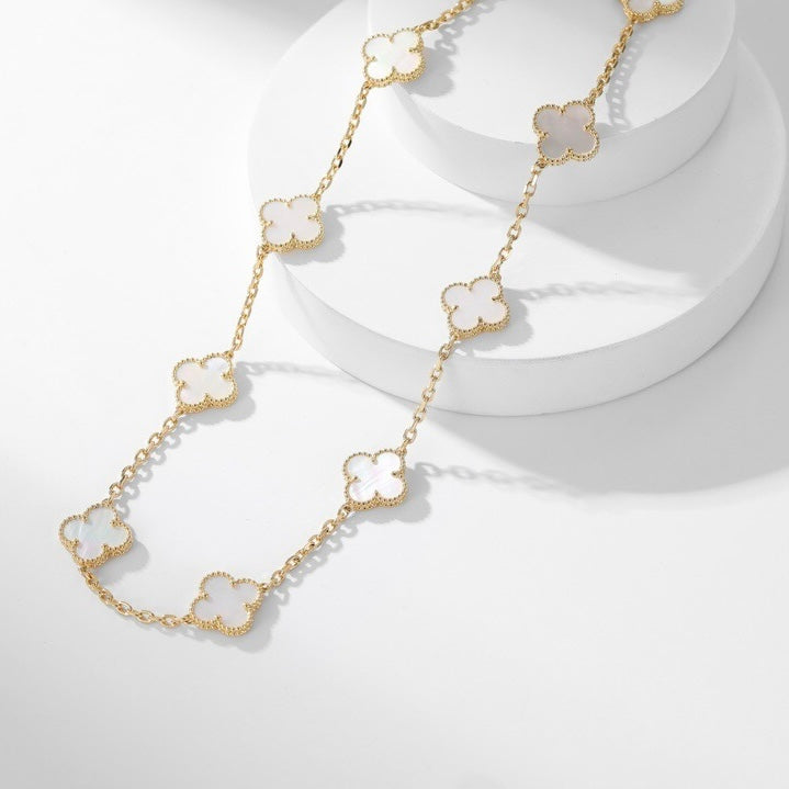 [Lumi Jewellery]CLOVER 10 MOTIFS WHITE MOTHER OF PEARL NECKLACE