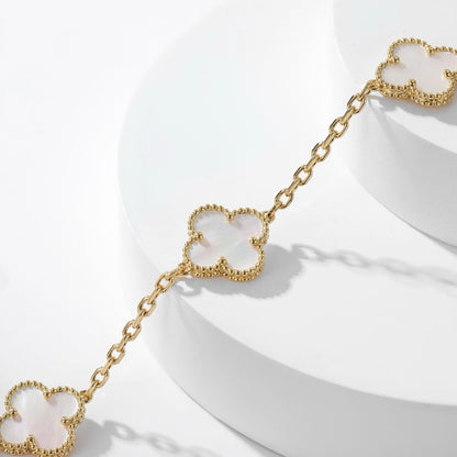 [Lumi Jewellery]CLOVER 10 MOTIFS WHITE MOTHER OF PEARL NECKLACE