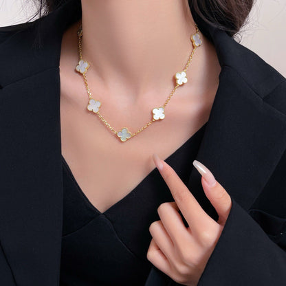 [Lumi Jewellery]CLOVER 10 MOTIFS WHITE MOTHER OF PEARL NECKLACE