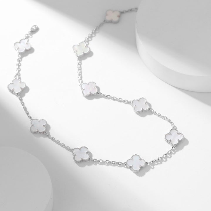 [Lumi Jewellery]CLOVER 10 MOTIFS WHITE MOTHER OF PEARL NECKLACE