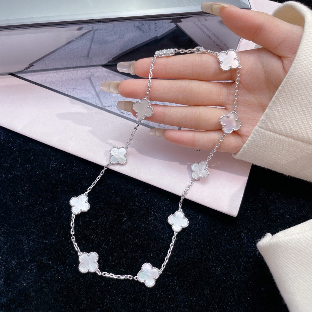 [Lumi Jewellery]CLOVER 10 MOTIFS WHITE MOTHER OF PEARL NECKLACE