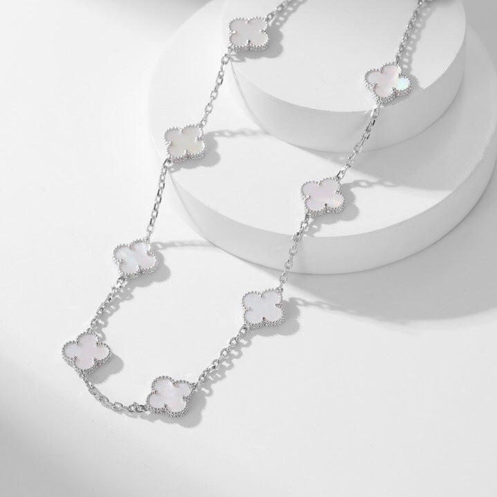 [Lumi Jewellery]CLOVER 10 MOTIFS WHITE MOTHER OF PEARL NECKLACE