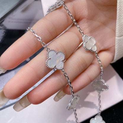 [Lumi Jewellery]CLOVER 10 MOTIFS WHITE MOTHER OF PEARL NECKLACE