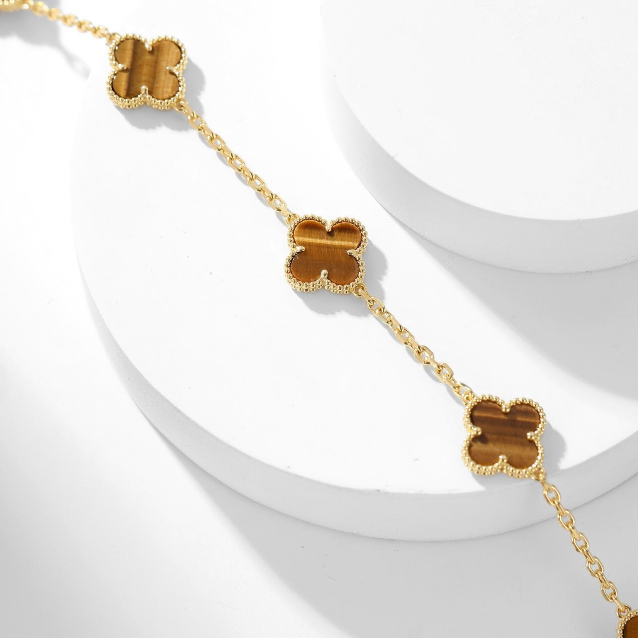 [Lumi Jewellery]CLOVER 10 MOTIFS TIGER EYE NECKLACE