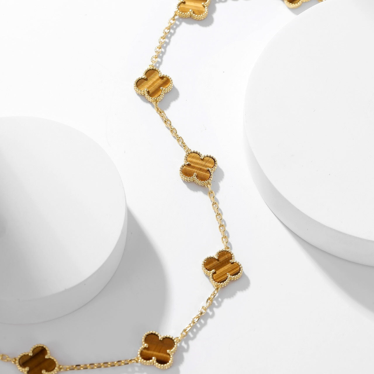 [Lumi Jewellery]CLOVER 10 MOTIFS TIGER EYE NECKLACE