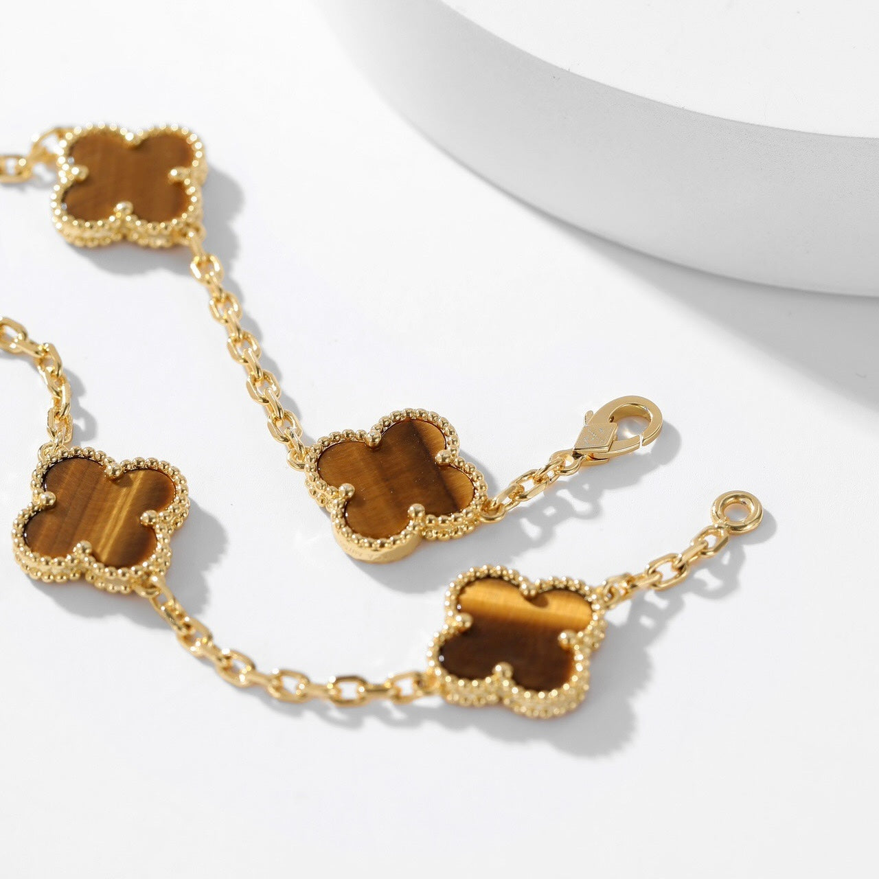 [Lumi Jewellery]CLOVER 10 MOTIFS TIGER EYE NECKLACE