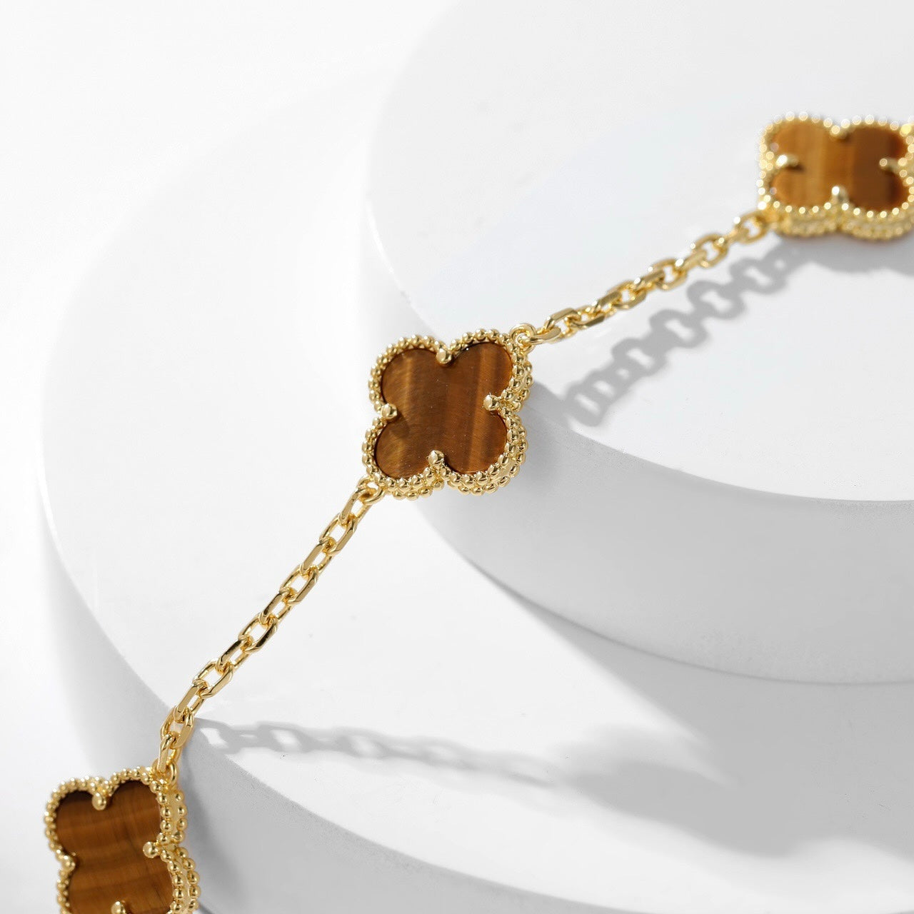 [Lumi Jewellery]CLOVER 10 MOTIFS TIGER EYE NECKLACE