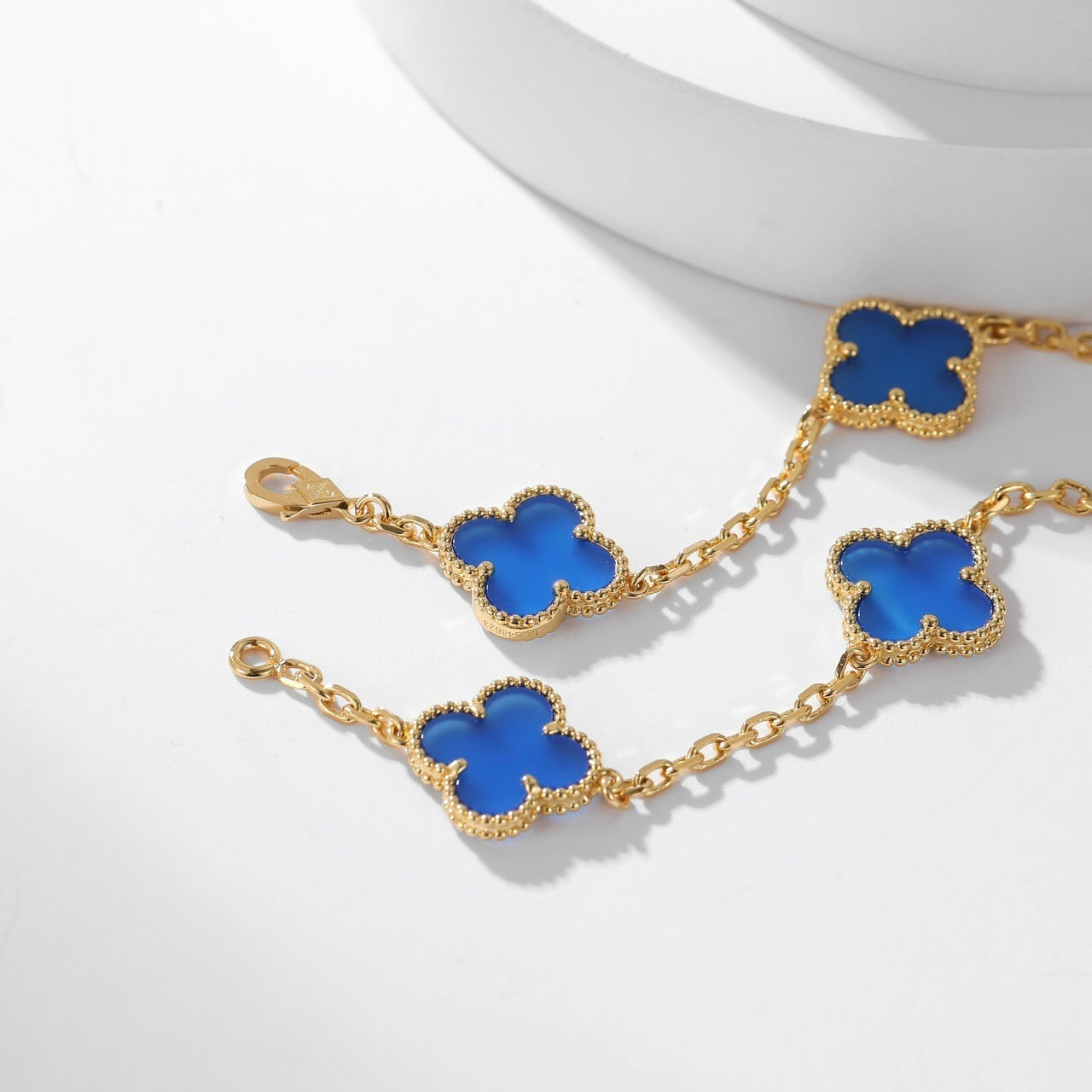 [Lumi Jewellery]CLOVER 10 MOTIFS BLUE AGATE NECKLACE