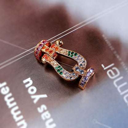 [Lumi Jewellery]FORC LARGE HORSESHOE  COLORED DIAMOND BRACELET SILVER