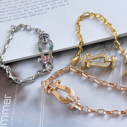 [Lumi Jewellery]FORCE LARGE HORSESHOE CLASP  METAL BRACELET