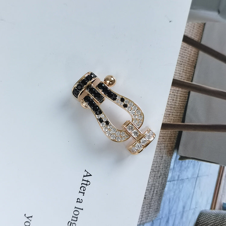 [Lumi Jewellery]FORCE LARGE HORSESHOE BLACK WHITE DIAMOND BRACELET ROSE GOLD