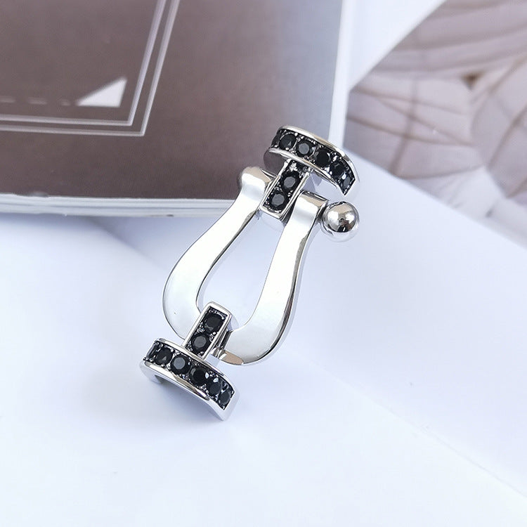 [Lumi Jewellery]FORCE LARGE HORSESHOE BLACK DIAMOND BRACELET SILVER