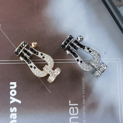[Lumi Jewellery]FORCE LARGE HORSESHOE BLACK WHITE DIAMOND BRACELET ROSE GOLD