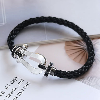 [Lumi Jewellery]FORCE LARGE HORSESHOE BLACK DIAMOND BRACELET SILVER