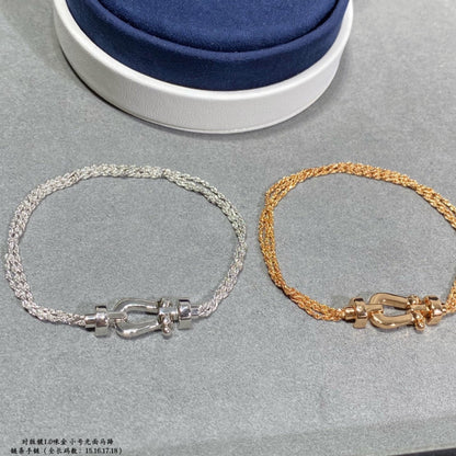 [Lumi Jewellery]FORCE SMALL HORSESHOE  DIAMOND CHAIN ROPE BRACELET