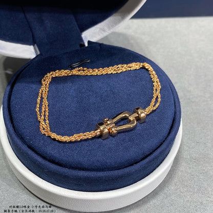 [Lumi Jewellery]FORCE SMALL HORSESHOE  DIAMOND CHAIN ROPE BRACELET
