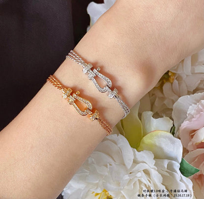 [Lumi Jewellery]FORCE SMALL HORSESHOE  DIAMOND CHAIN ROPE BRACELET