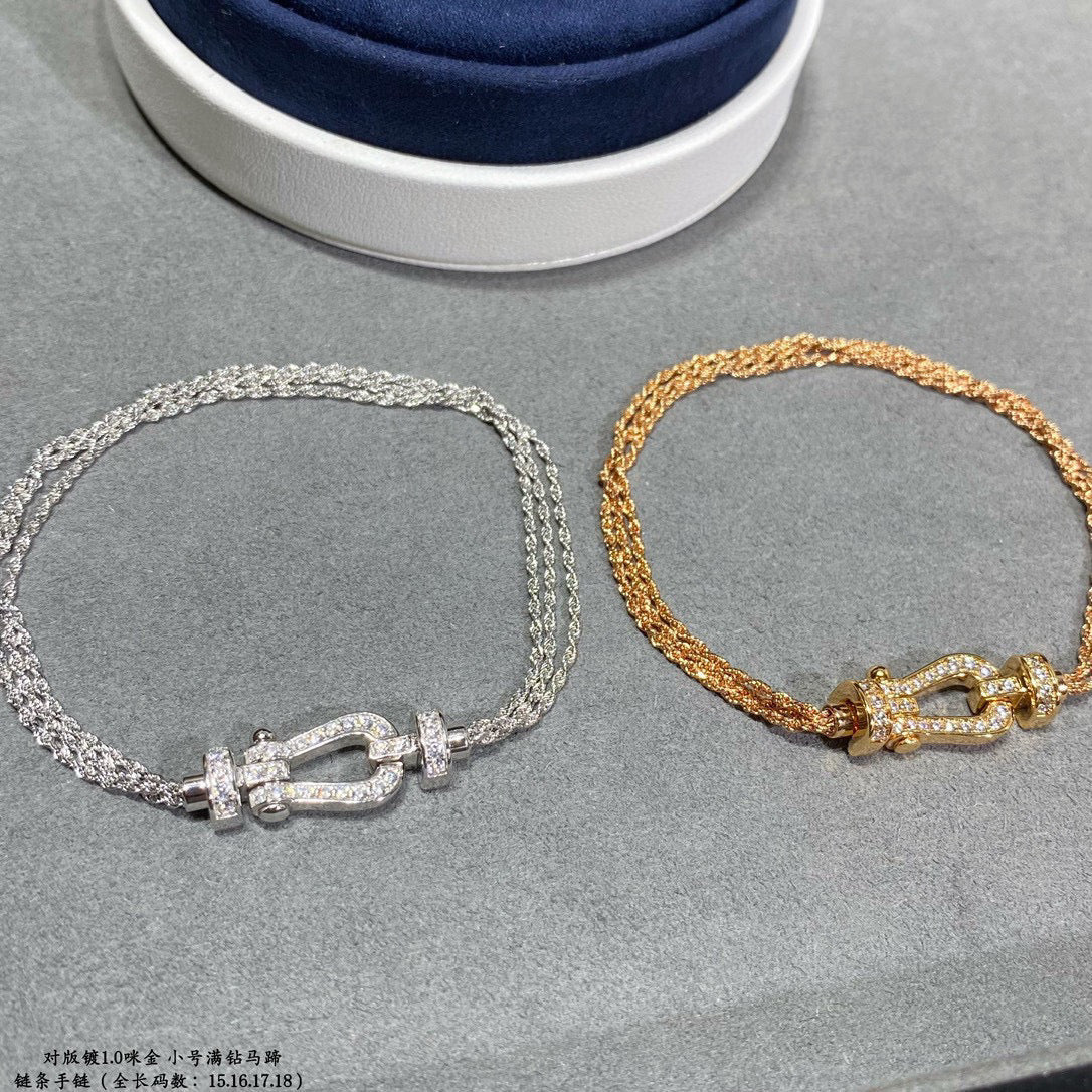 [Lumi Jewellery]FORCE SMALL HORSESHOE  DIAMOND CHAIN ROPE BRACELET