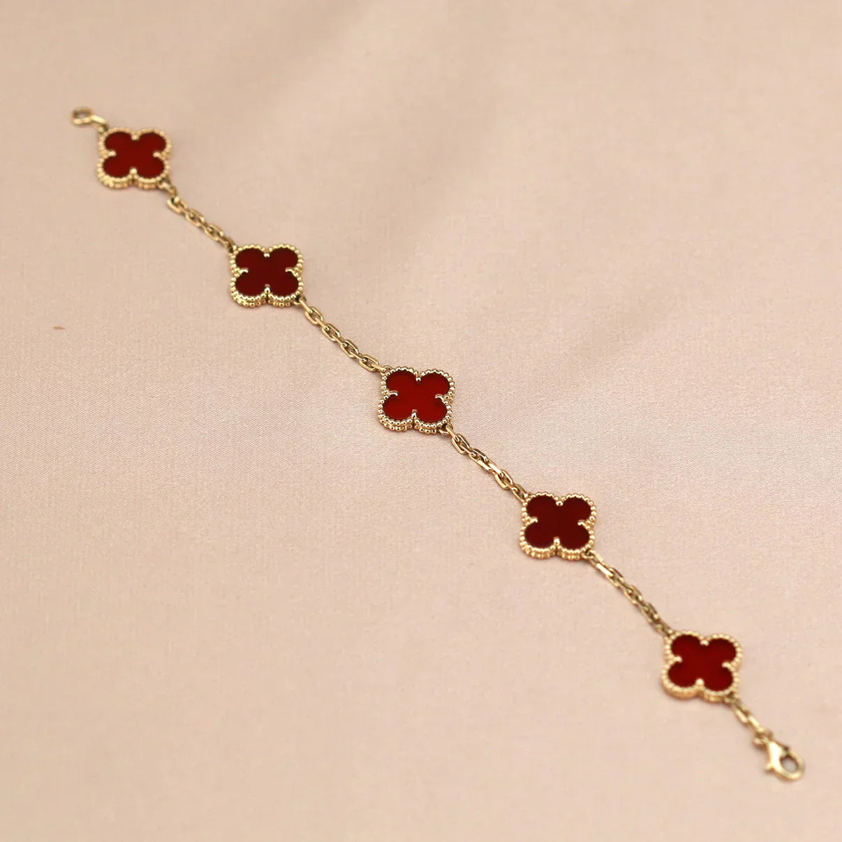[Lumi Jewellery] CLOVER 5 MOTIF RED CORNELIAN BRACELET COLLECTION