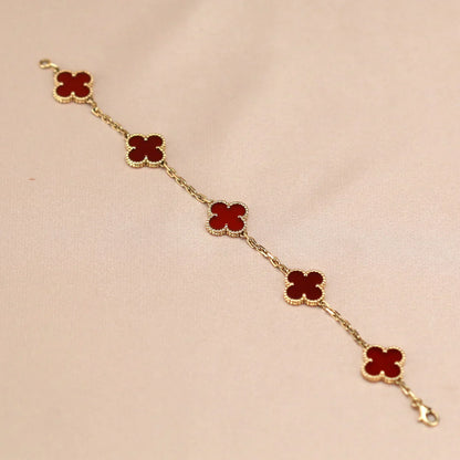 [Lumi Jewellery] CLOVER 5 MOTIF RED CORNELIAN BRACELET COLLECTION