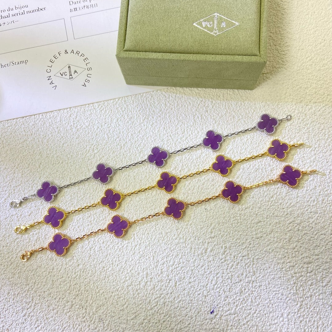 [Lumi Jewellery]CLOVER  5 MOTIFS  PURPLE VIOLET BRACELET