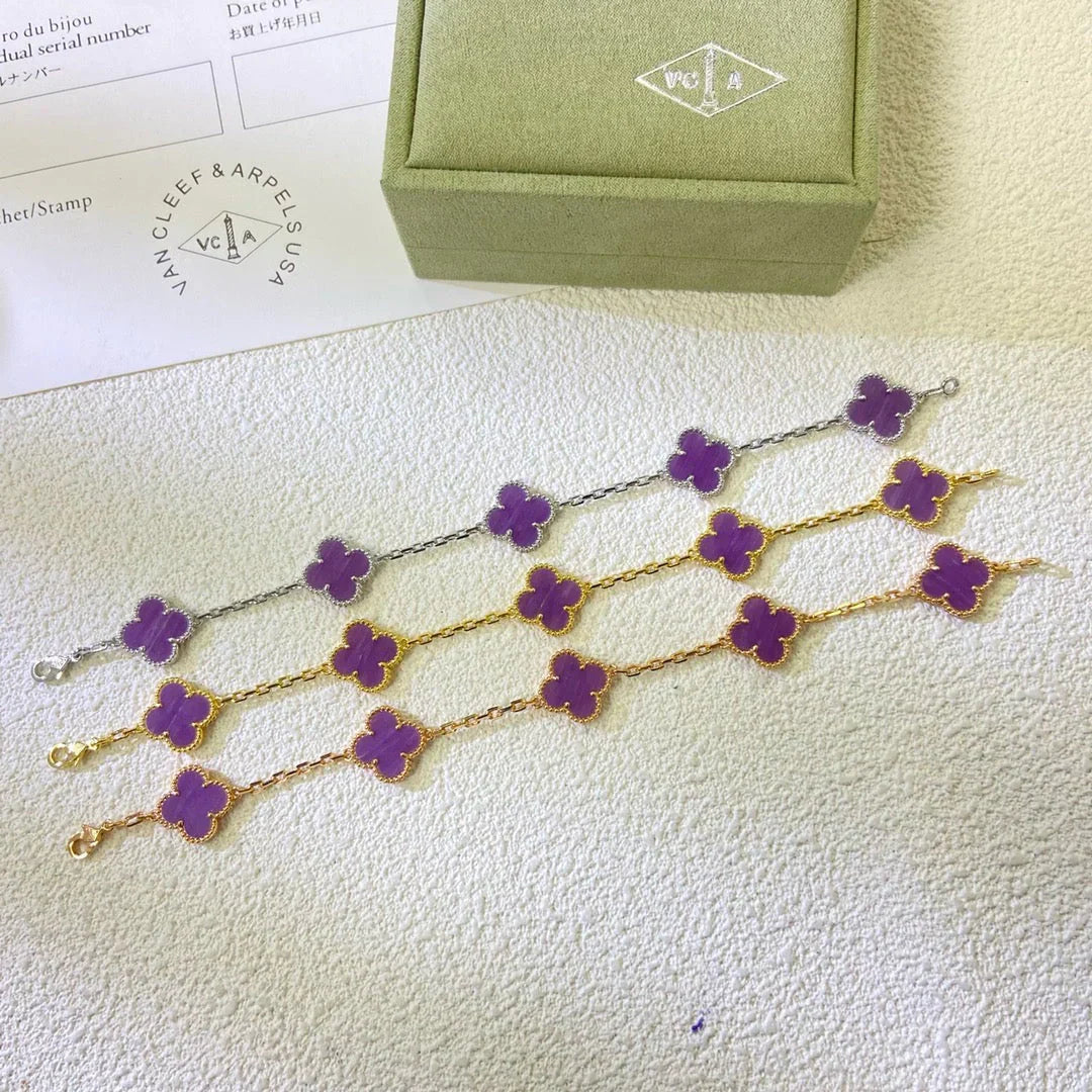 [Lumi Jewellery] CLOVER 5 MOTIF VIOLET BRACELET COLLECTION