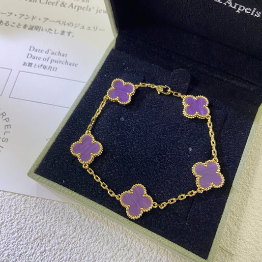 [Lumi Jewellery]CLOVER  5 MOTIFS  PURPLE VIOLET BRACELET