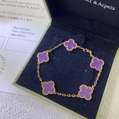 [Lumi Jewellery]CLOVER  5 MOTIFS  PURPLE VIOLET BRACELET